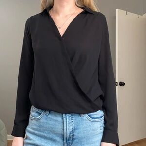 Elegant Black Women's Wrap Top